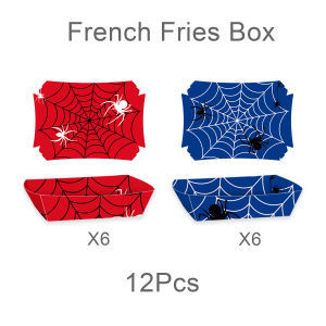 Spider Birthday Party Decorations Red and Blue Spider Web Plate Cup Tablecloth Banner Tableware Set for Kids Spider Party Favors