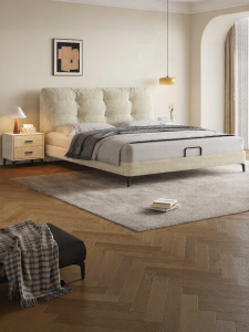Removable Washable Storage Solid Wood Fabric Double Bed