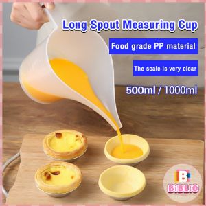 BIBLIO Plastic Funnel Pitcher Long Spout Measuring Cup 500ml 1000ml Large Capacity Measuring Jug Funnel