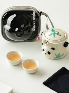 Hand-painted Panda Fast Guest Travel Tea Set