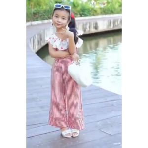 ชุดแฟชั่นเด็กผู้หญิง แฟชั่นเด็กขายาว แต่งผ้าลายดอก