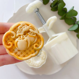 Oak Fruit 75G Three-Dimensional Lucky Persimmon Moon Cake Mold Mid-Autumn Festival Palace Style Persimmon Peach Bark Pastry Mold