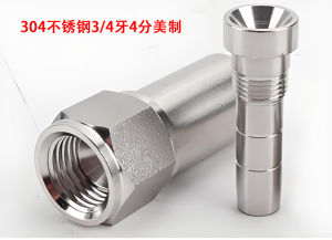 304 Stainless Steel Fluorine Resistant Pipe Fitting Four Fluorine Tubes Mold Temperature Machine Pipe Fitting Injection Molding Machine Integrated Straight Threaded Inner Pipe Head