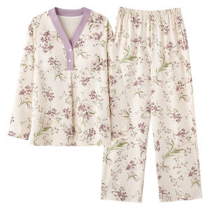 Áo choàng tắm bầu MiiOW Catman vải cotton dài tay cổ chữ V kháng khuẩn.