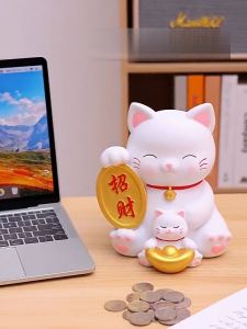 Ống Tiết Kiệm Mèo Trắng Lucky Cat Heo Đất Ba Phong Cách Trang Trí Quà Tặng