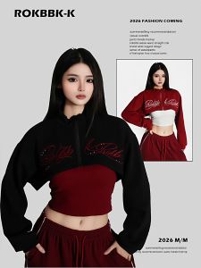 American Hot Style Short Zipper Womens Long Sleeve Top