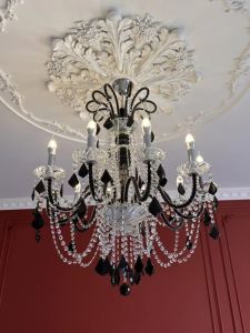 Elegant Black French Cream Style European Crystal Loft Ceiling Light for Living Room Bars Restaurants High End Home Decor