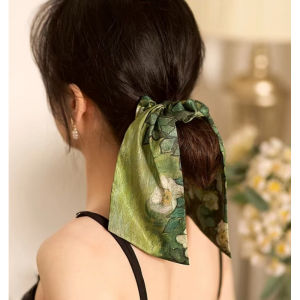 Korean Women Elegant Oil Painting Bow Elastics Hair Band Exquisite Scrunchies Hair Ties Ponytail Holder Girls Hair Accessories