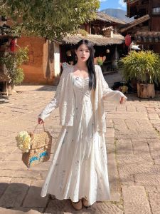 Váy Dài Xếp Ly Thanh Lịch Mùa Xuân Cho Nữ Váy Midi Không Tay Cổ Chữ V Họa Tiết Hoa Bằng Vải Polyester Mềm Mại