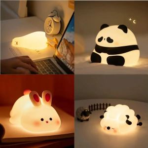 LED Night light ซิลิโคนกระต่าย Touch Sensor โคมไฟสัตว์น่ารักตกแต่งห้องนอนของขวัญเด็กทารกเด็กตารางโคมไฟตกแต่งบ้าน