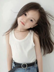 Childrens Long Hair Wig Girls Cute Style Middle Part Photography Straight Hair Wig Sweet Lovely Change Shape Ladies