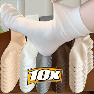 ถุงเท้า Y2k 5คู่สำหรับผู้หญิงถุงเท้าผ้าฝ้ายสเก็ตบอร์ดฮิปฮอปลำลองแนวสตรีทตั้งสูงขึ้นถุงเท้ายาวปานกลางแนวสตรีทฮาราจูกุฤดูใบไม้ผลิฤดูร้อน