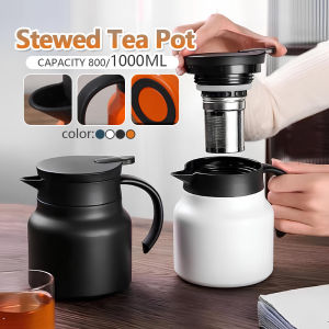 316 Stainless Steel Stewing Teapot Press-type Tea Brewing Kettle Thermal Insulation 800ml 1000ml Stewed Teapot Coffee Pot With Filter茶壶
