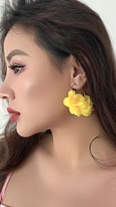 Nữ Bohemia Thời Trang Vải Hoa Hồng Mặt Dây Chuyền Hoa Khuyên Tai Nhiều Màu Sắc Kpop Trang Sức Dự Tiệc Y2K Phụ Kiện