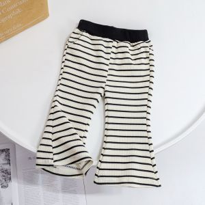 Girls Stripe Knit Trousers Fashion Flared