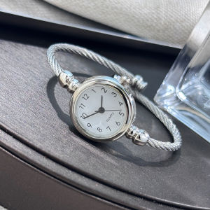 Womens Rope alloy small bracelet round case Arabic digital scale Lazy fashion bracelet watch