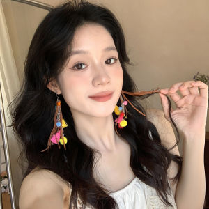 Bohemian Long Tassel Earrings Women Vintage Ethnic Style Faded Beach Holiday Ear Jewelry  out Fashion Accessories