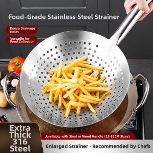 304 Stainless Steel Thick Slotted Spoon for Oil Drainage and Fishing