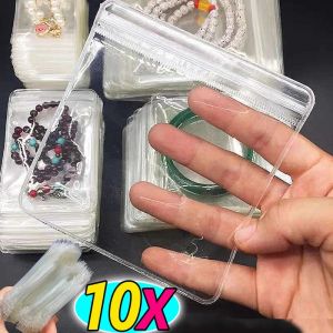 10Pcs Transparent PVC Jewelry Organizer Pouches Bags Anti-Oxidation Earring Pendant Necklace Bracelet Storage Holder Box