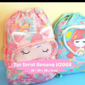 TAS SERUT WATERPROOF Merk VEST U2068 Tas Renang Anak Anti Air Pemisah Pakaian Basah Kering Swimming Bag High Quality Original Karakter Lucu Cewek Cowok Sekolah Olahraga Outdor Piknik Kantong Plastik Tempat Wadah Serbaguna Kuat Shopping Arena Malang