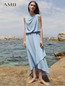 AMII | Elegant Workwear Sleeveless Bateau Neck Waist-cinched Flared Hem Dress