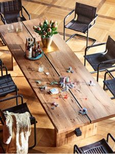 American Rustic Solid Wood Dining Table Industrial Style for Conference Europeans Original Wood Office Home Use Chair Combination