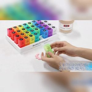 READY STOCK 30 Day Pill Organizer Monthly Portable One Month Pill Box Cases with 32 Twice a Day AM PM Compartments for Vitamins Fish Oil Supplement Bekas Penyimpan Ubat Pil 药盒