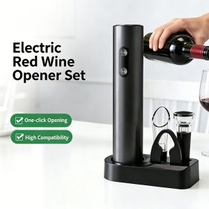 Electric Wine Bottle Opener Set Battery Powered Automatic Red Wine Corkscrew Stopper Pourer Tin Foil Cutter Wine Opener Kitchen