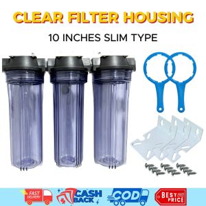 Water Filter 3 Stages Clear Filter Housing Only 10" x 2.75" Slim Type