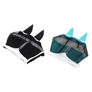 Horse Protective Fly Mask with Ears UV Shield Breathable Material for Daily Riding and Stable