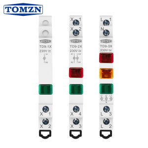 TOMZN Signal Indicator Light 1/2/3 LED 230V AC/DC 9mm Ultra-thin Type Red Yellow Green Din Rail Hospital Factory School
