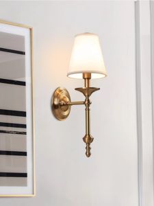 American Style Full Copper Wall Lamp Luxury Bedroom Bedside Lamp Study Creative Personality Stairway Hallway Lighting