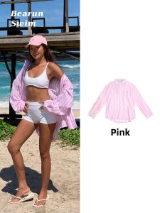 Striped Beachwear Sun Protection Loose Shirt