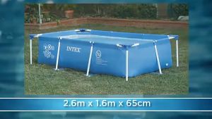 INTEX 28271 Rectangular Steel Frame Swimming Pool Swimming Pool Adult Swimming Pool Family Swimming Pool Children Big Swimming Pool Children Swimming Pool Inflatable Swimming Pool Baby Swimming Pool 260*160*65CM
