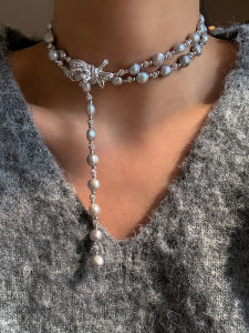 CAFFTI | Grey Freshwater Baroque Pearl Multi-layered Long Necklace