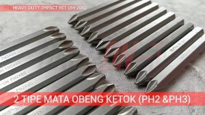 Grip-On Heavy Duty Impact Mata Obeng Ketok Plus (+) Set 80X8 MM (PH2 / PH3)
