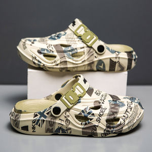 Mens Summer Outdoor Sports Sandals Anti-Slip Soft Bottom Hole Shoes Big Size Beach Slippers Breathable Thick Bottom EVA