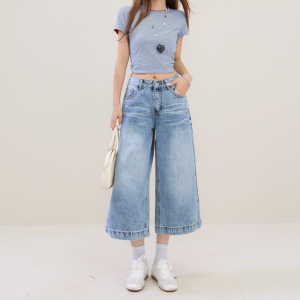 Jeanswest | Quần Jeans Cao Waist Flared Slim Straight Kiểu Retro