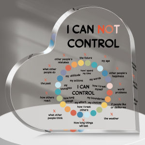 1pc Acrylic Heart "I Can Not Control" SignMental Health Therapy Affirmations School Counselor DecorOffice SuppliesHome Decor