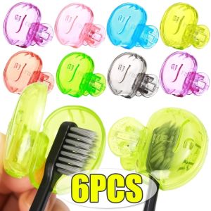 ฝาครอบป้องกันหัวแปรงพร้อมคลิปพลาสติกหมวกแปรงสีฟันกันฝุ่นแบบพกพาอุปกรณ์เสริมสำหรับใช้ในห้องน้ำสำหรับตั้งแคมป์เดินทาง