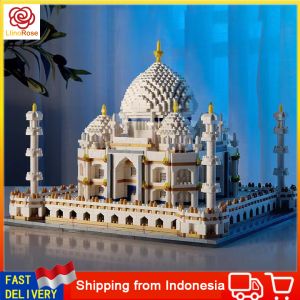 Blok Bangunan India Arsitektur Kastil Taj Mahal Puzzle Mainan Mainan Blok Bangunan / Blok Bangunan Arsitektur Kastil Danau Angsa / Hadiah Ulang Tahun untuk Siswa dan Gadis