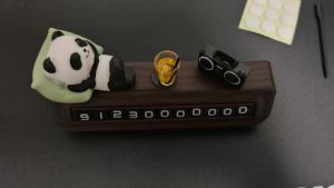 Cute Panda Car Phone Number Holder Temporary Parking Sign Chinese Style Dashboard Decor Ornament Creative Gift for Men Women