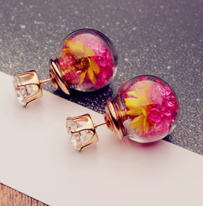 ต่างหูทรงลูกบอลแบบสองด้านสำหรับผู้หญิง ดีไซน์เรียบง่าย หรูหรา หวานและเท่ สำหรับนักเรียน ต่างหูแบบห่วง