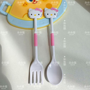 New Arrival Girlish Style Kitty Melody Spoon and Fork Set Cute Plastic Good-looking Tableware Spoon Fork Set