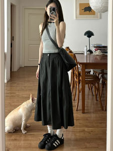 American Style plus Size Workwear Mini Skirt with Drawstring High Waist A-Line Quick Dry Hip Covering Slimming Skirt