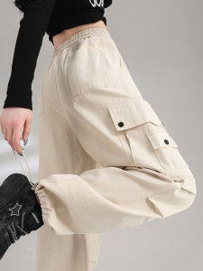 Quần Ống Rộng Lưng Cao Phong Cách Mỹ Rộng Rãi Có Nhiều Túi Quần Dài Thường Ngày Cho Nữ Mùa Xuân Thu Quần Ống Rộng Cạp Cao