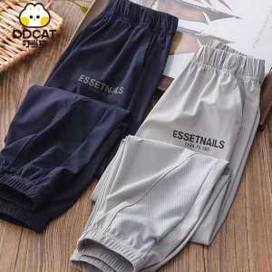 Boys Summer Anti-Mosquito Ice Silk Quick-Drying Breathable Pants Childrens Clothing Sporty Style Long Trousers Polyester Fiber