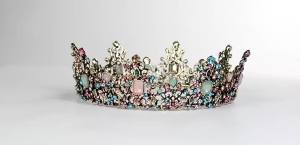 Mũ Miện Pha Lê Baroque Vương Miện Nữ Cổ Điển Đính Đá Phụ Kiện Tóc Cô Dâu Đám Cưới Trang Sức Hợp Kim Kẽm