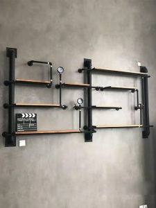 Old Iron Square Industrial Style Wall Mounted Storage Rack Multi-Layer Partition Iron Art Metal Processing Display Shelf