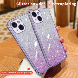 QAWSEDR Case for OPPO A9 2020 A5 2020 A11X Glitter Powder Paper Gradient Color Plating Transparent Back Soft Phone Casing